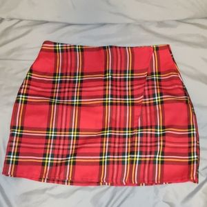 Woven Tartan Check Wrap Mini Skirt